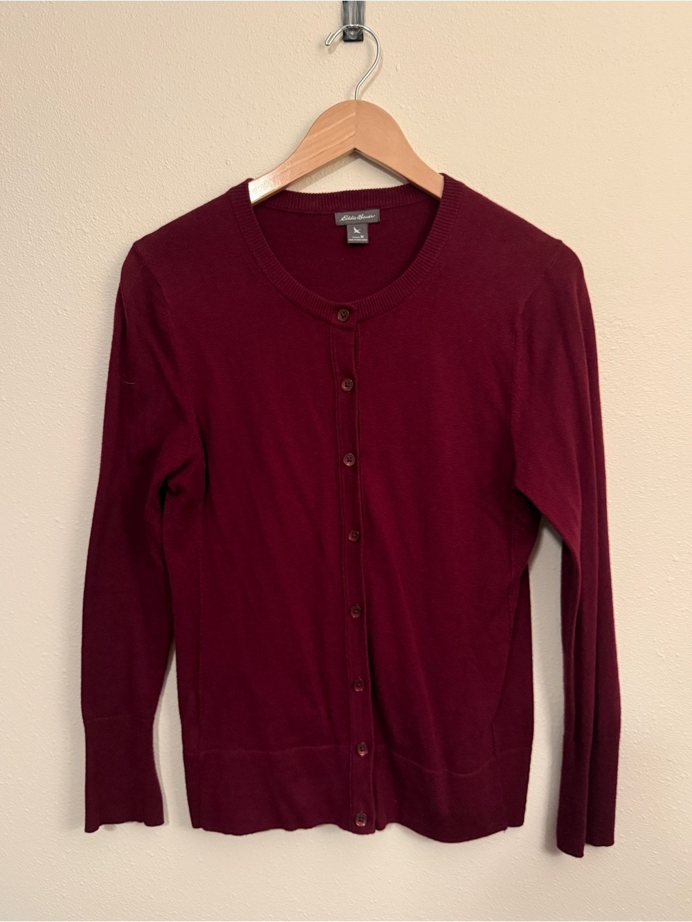 Eddie Bauer Women's Wine Red Button-Down Cardigan